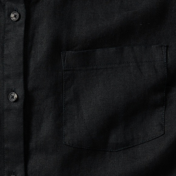 Athleta Retreat Short Sleeve Linen Button Down shirt Sz medium black - like new! - Picture 7 of 12